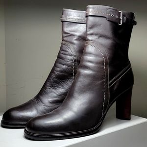 Cole Haan brown leather with tan stitching  short boots size 10B